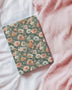 A5 case-bound grandmacore journal in a sage green, dusty rose, gray, and cream plaid pattern
