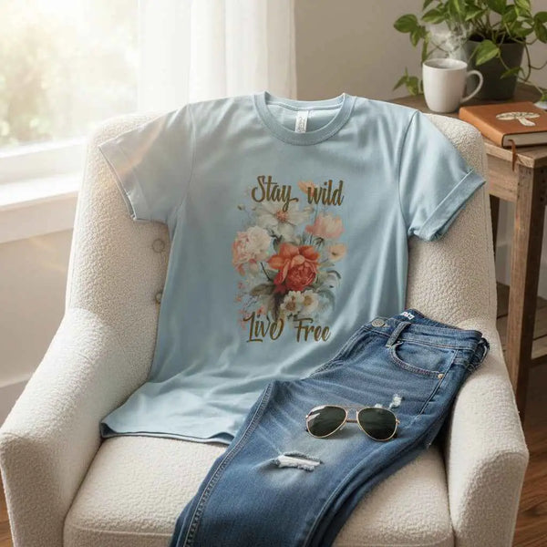 Stay Wild Live Free Floral Tee | My Lucky Tee