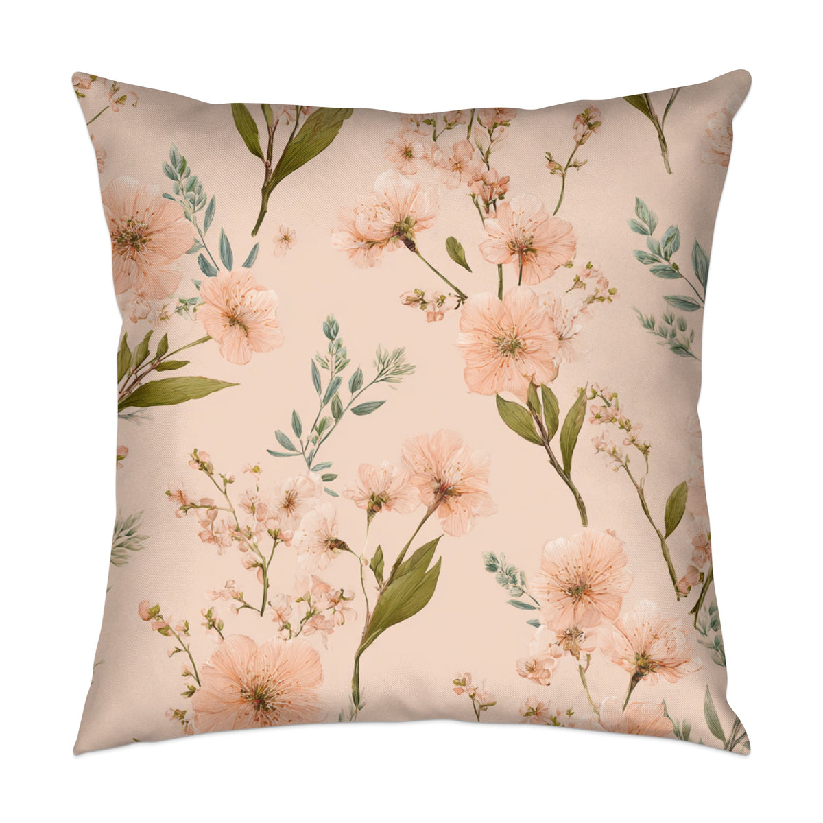 Blush Floral Grandmacore Throw Pillow